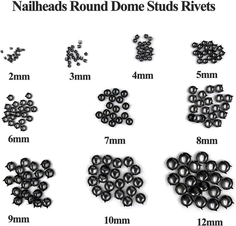 honigo 200pcs Nailheads Dome Studs Rivets Gun Metal Solid Brass 2/3/4/5/6/7/8/9/10/12mm 4 Prongs Spikes Spots for Leather Craft Clothes Belt Bag Shoes Decorations Totes DIY Craft - Image 4